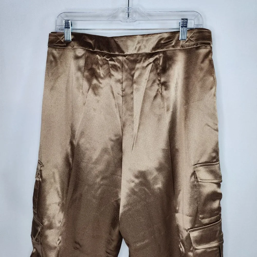 Women's "Muddy Brown" High-Rise Satin Cargo Pants - A New Day - Picture 5 of 7